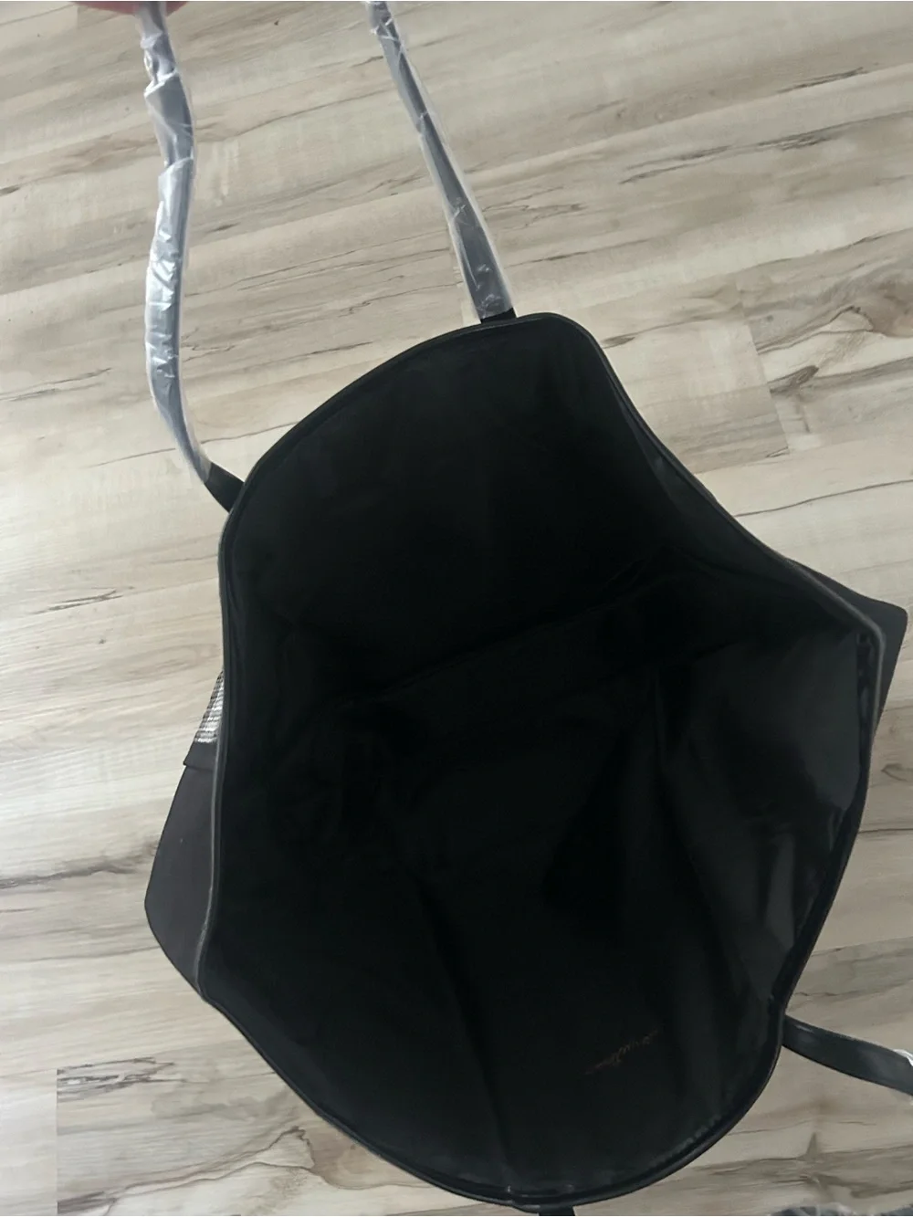 Victoria's Secret Black Sequin Stripe Tote with Metallic Accents